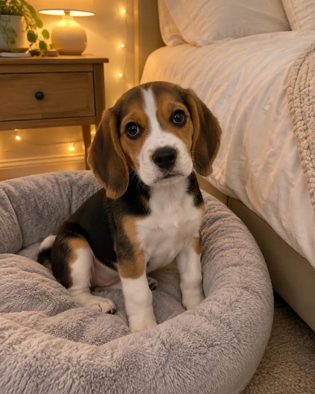 Beagle puppy awake at night